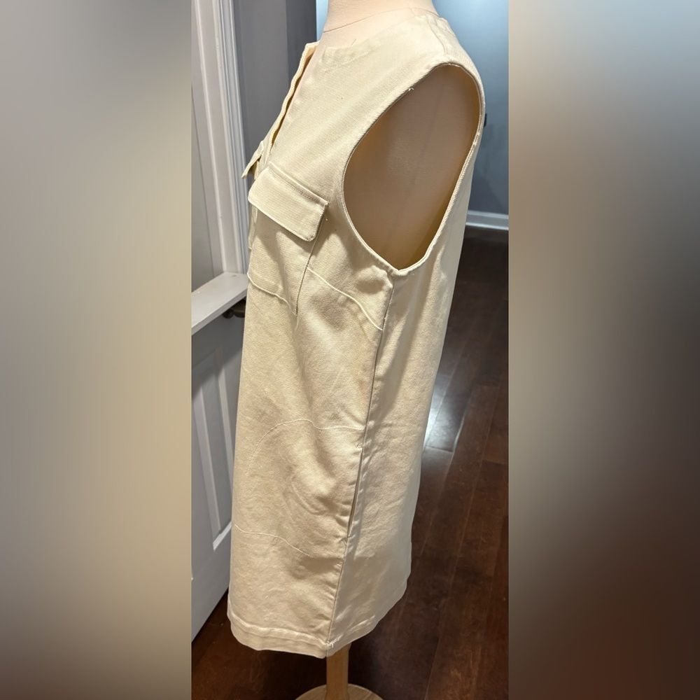 Cream Cream Denim Sleeveless Mini Dress by Who What Wear -size Medium - Picture 4 of 7
